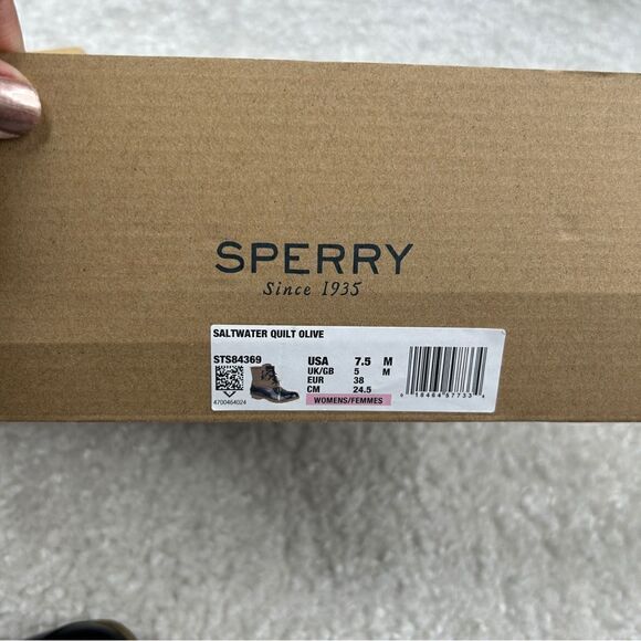 Sperry Top Sider Saltwater Quilted Duck Boot Olive Green - Picture 5 of 10
